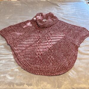 Maroon and white sweater Poncho